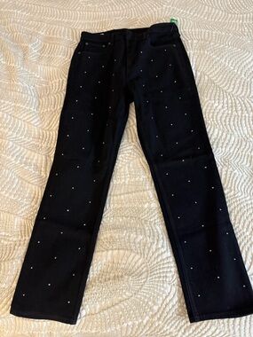 GAP Black Straight-Leg Jeans with Stud Detail